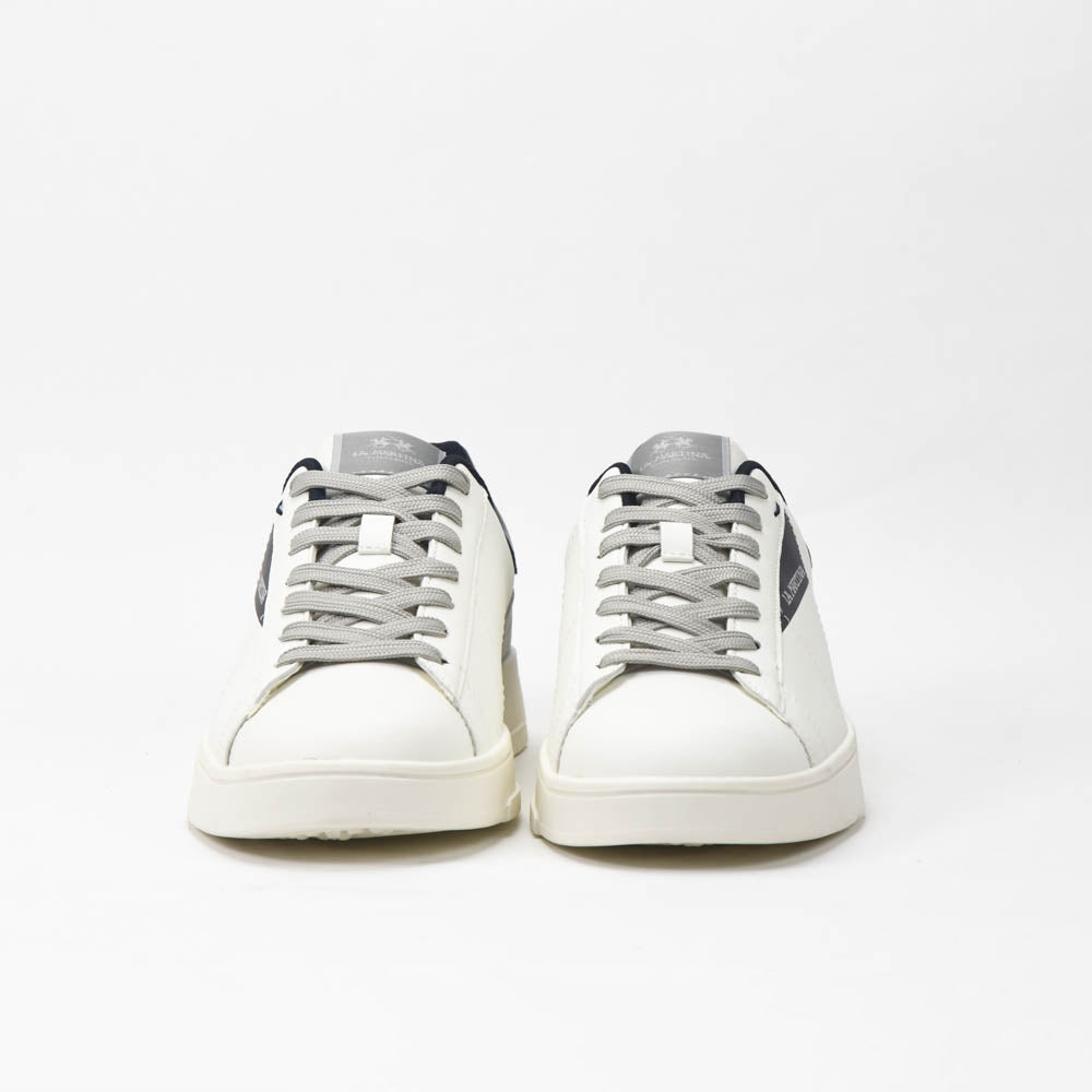 La Martina Cup Leather Sneakers White Blue - LFM252-001-A00-A2