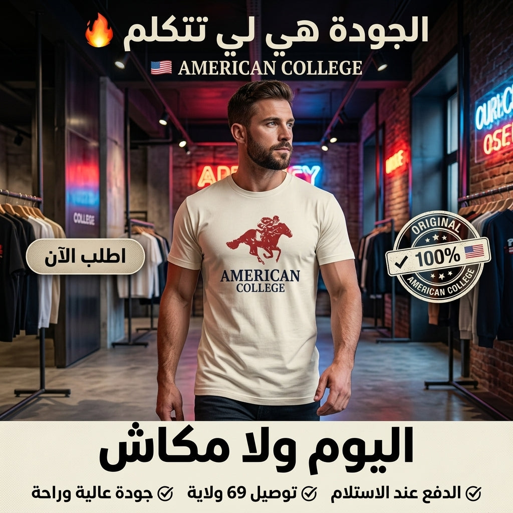 American College t-shirt pour Homme - TS260103-DK BEIGE