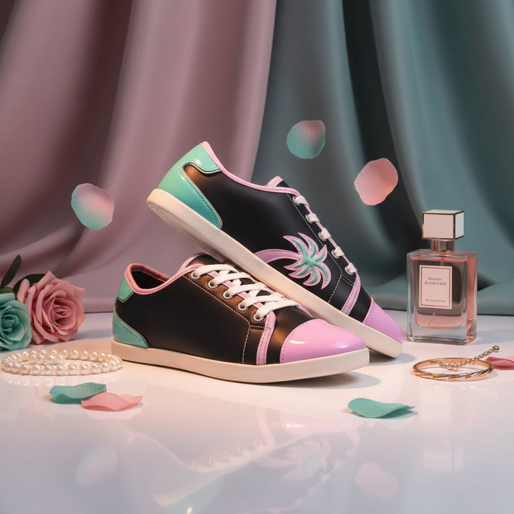 ANDRÉ BASKETS FEMME LIMONADE CUIR NOIR VIOLET - 52149171007