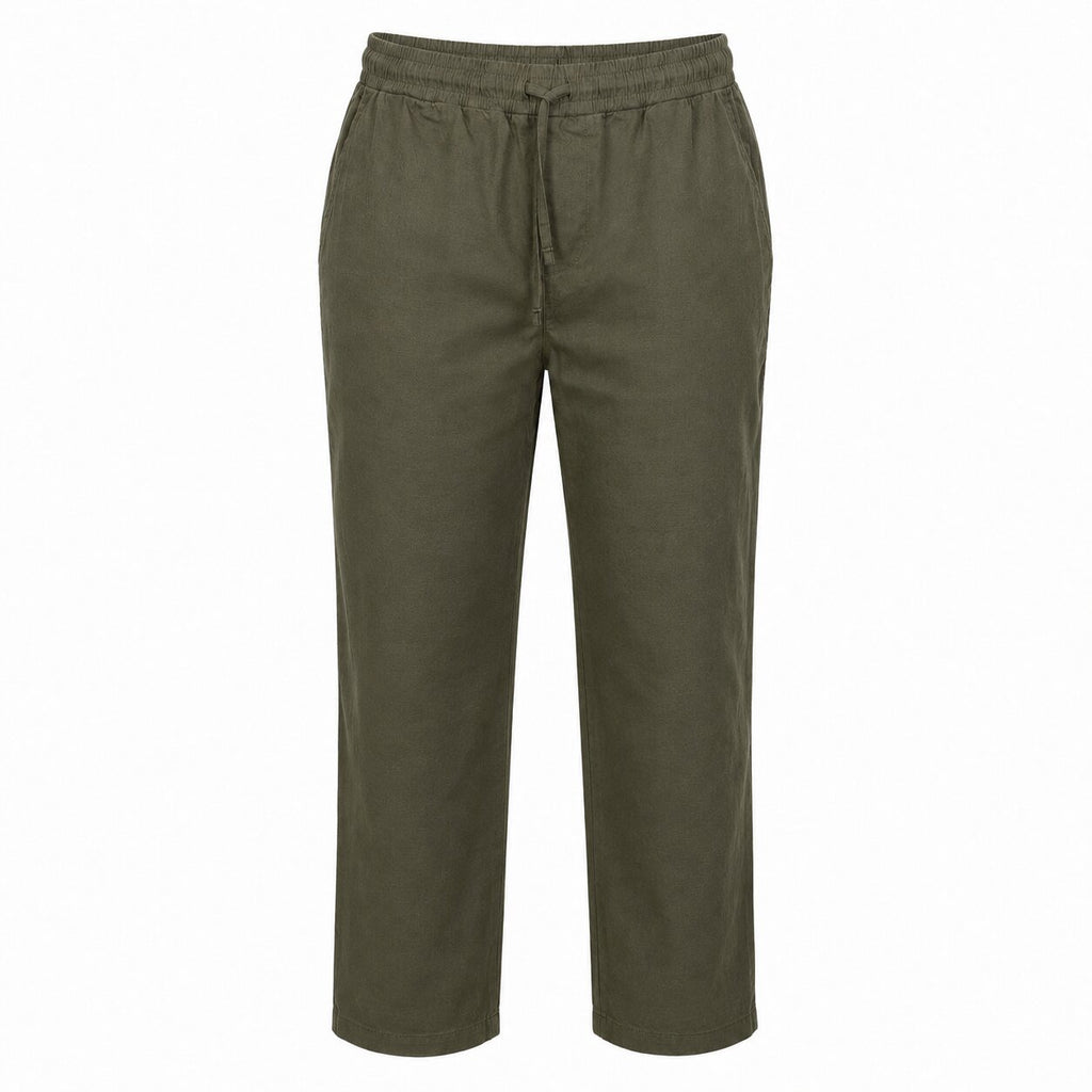 Départ Homme Pantalon en Lin Vert Khaki - MG191-G21-000871
