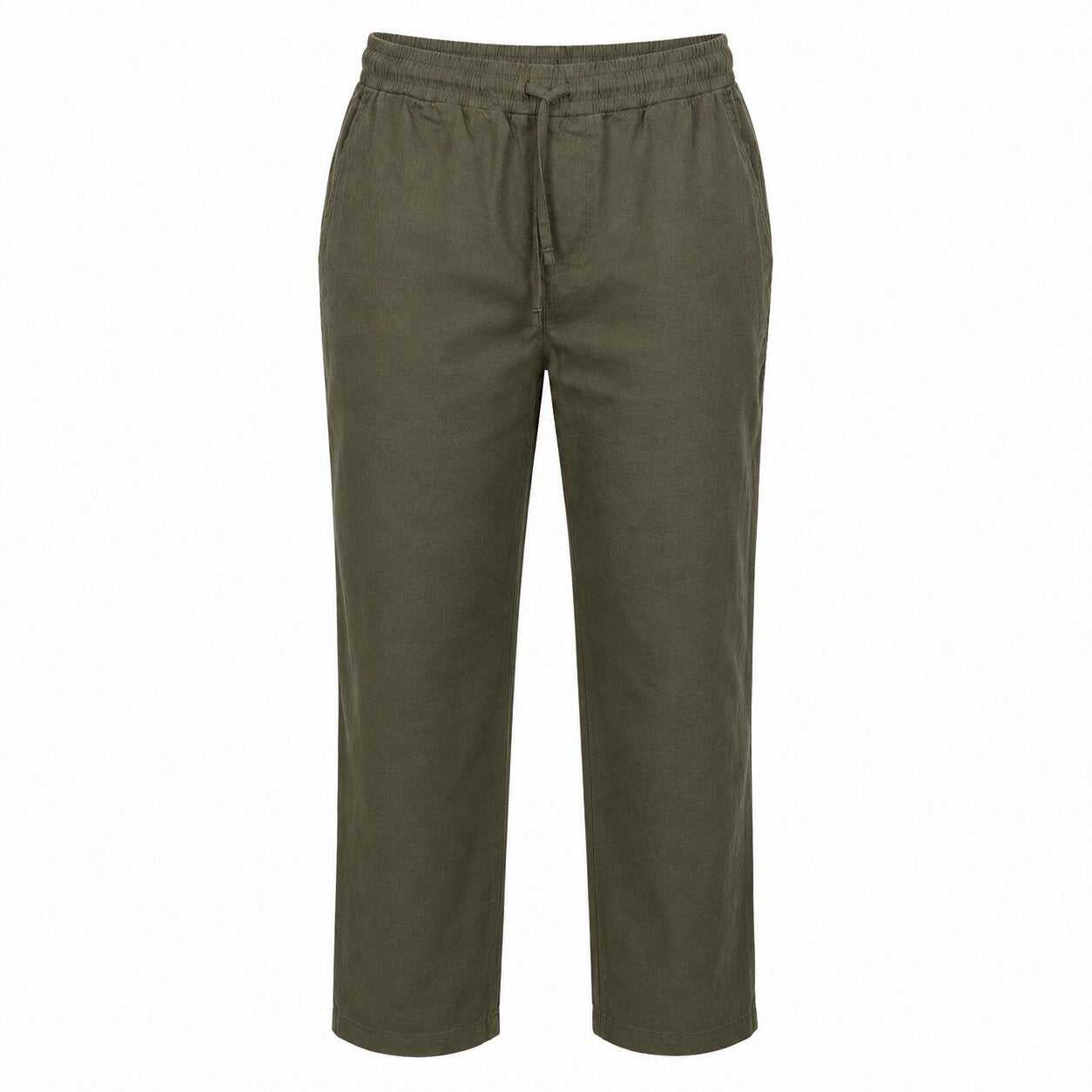 Départ Homme Pantalon en Lin Vert Khaki - MG191-G21-000871