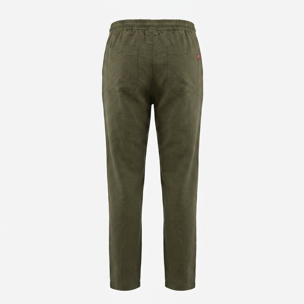Départ Homme Pantalon en Lin Vert Khaki - MG191-G21-000871