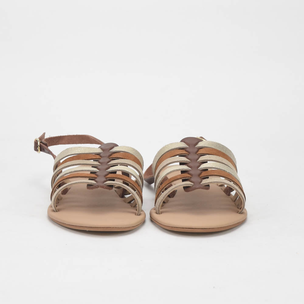 ANDRÉ SANDALES FEMME SECRETE CUIR MARRON BEIGE - 52321631404