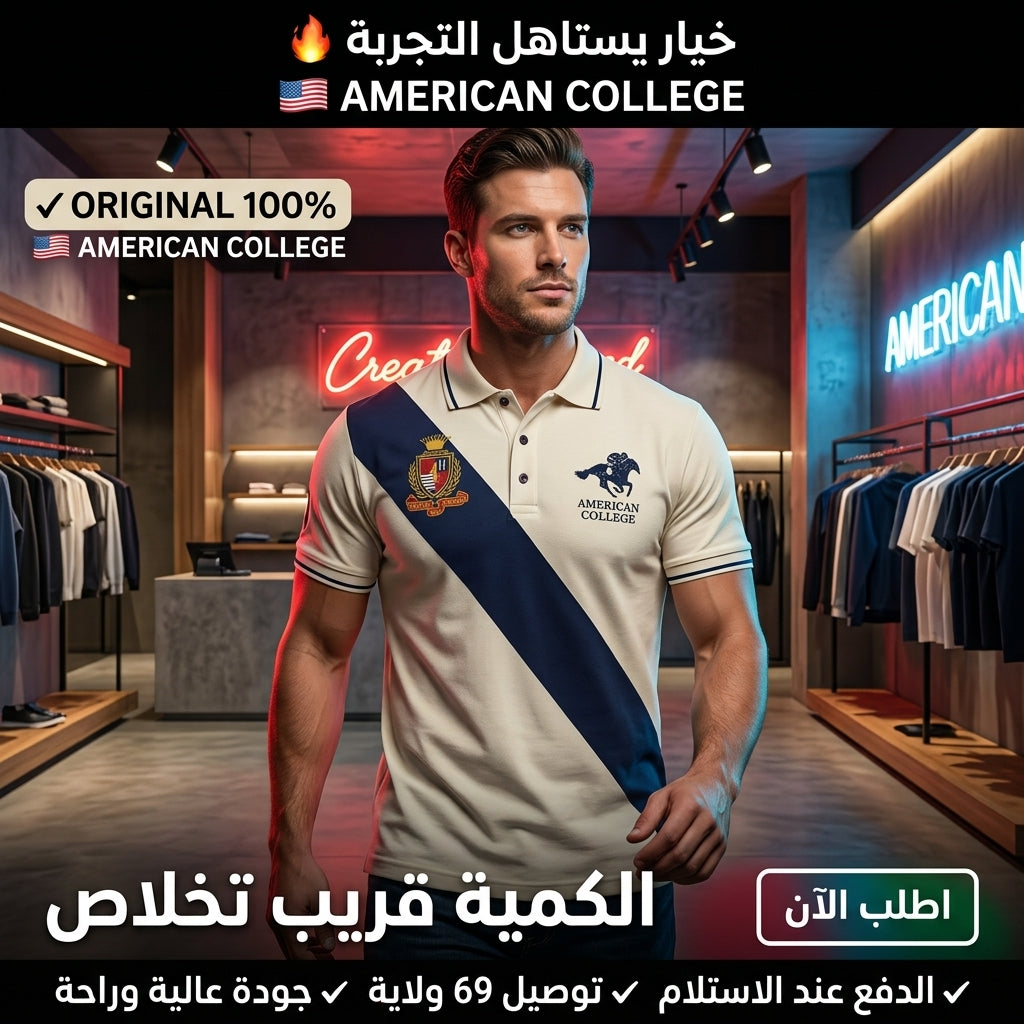 American College Polo pour Homme - PL250308C-BEIGE