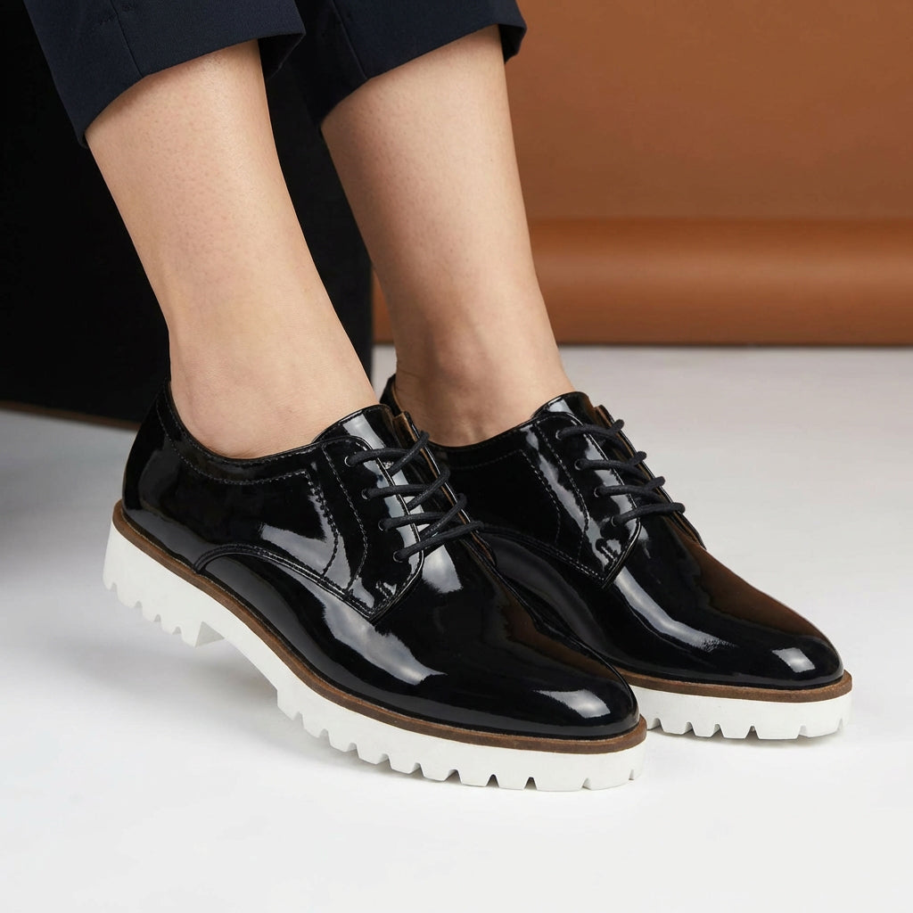 ANDRÉ DERBY FEMME EDDYTH CUIR NOIR VERNI - 52125121603