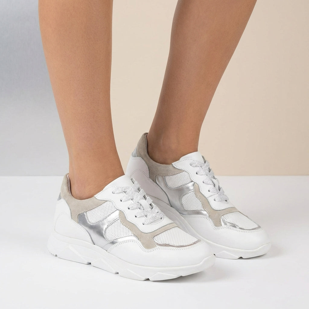 ANDRÉ BASKETS FEMME HAVILAH CUIR BLANC - 52149303600