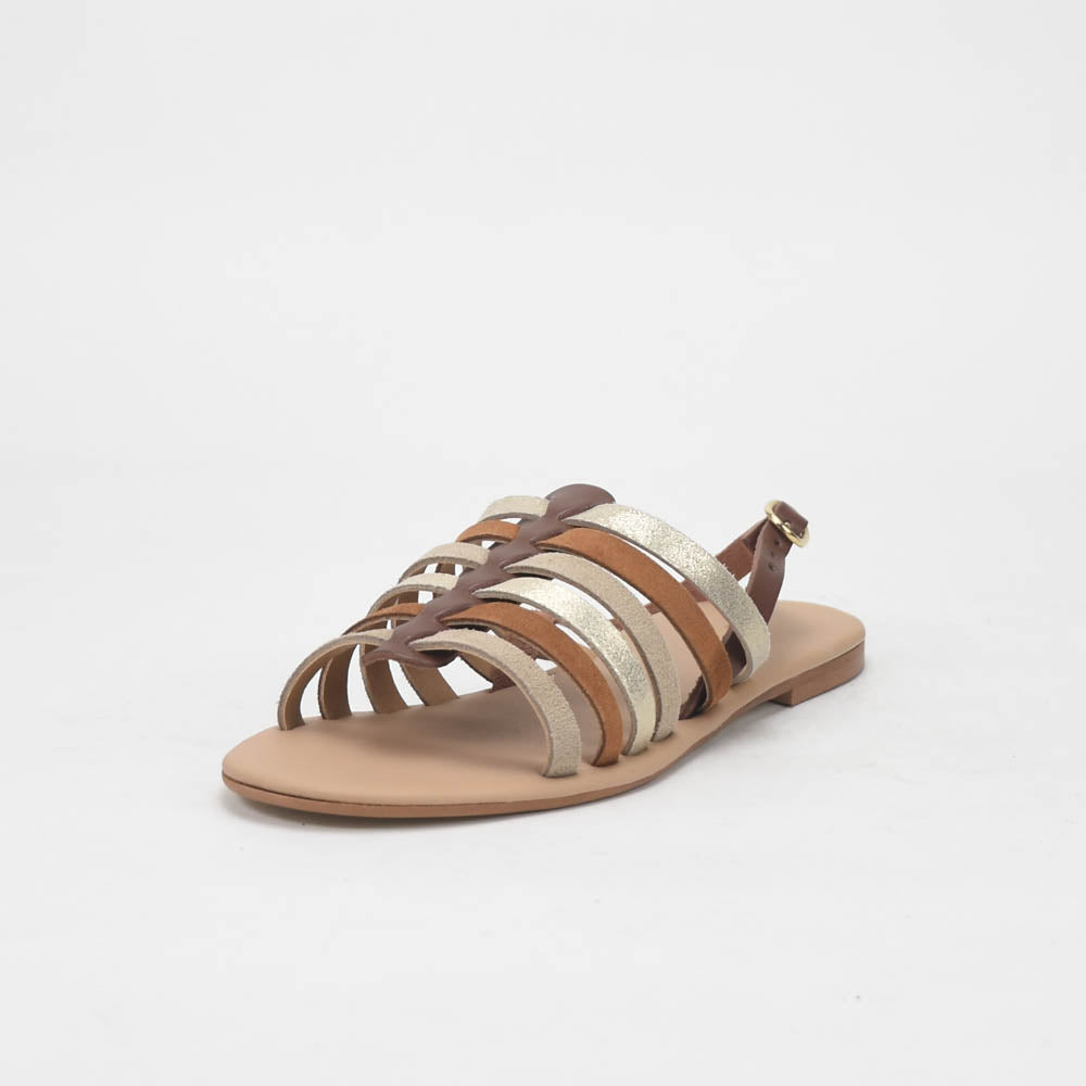 ANDRÉ SANDALES FEMME SECRETE CUIR MARRON BEIGE - 52321631404