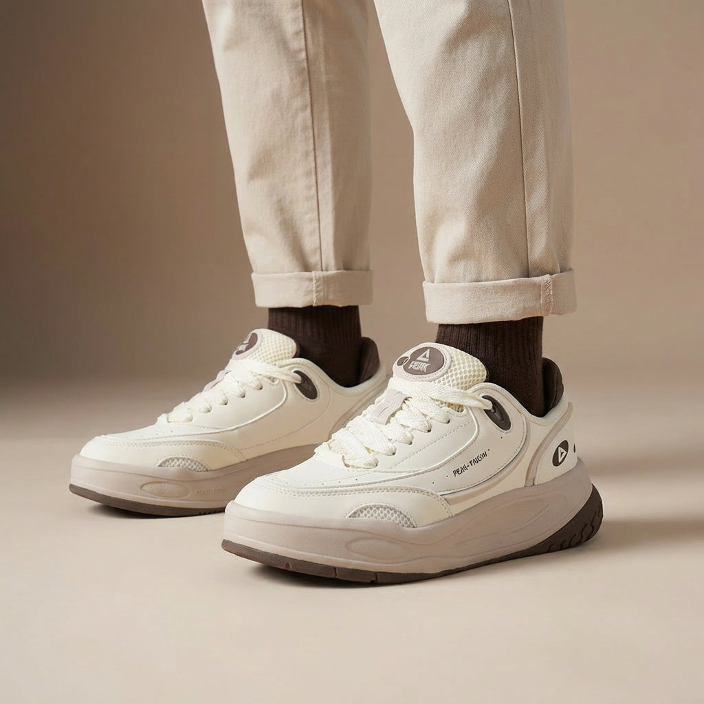 Peak Taichi Casual Shoes Canvas White/Brown - DB530128-Z491