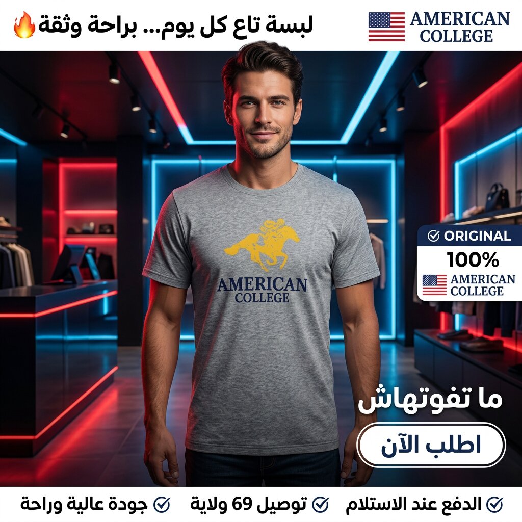 American College t-shirt pour Homme - TS260103-GREY/YELL