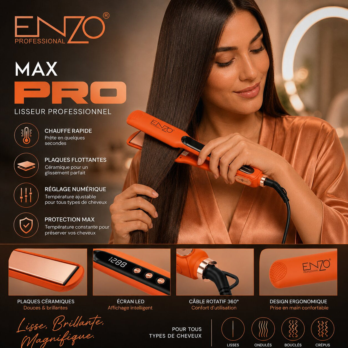 ENZO Professional Max Pro Hair Straightener