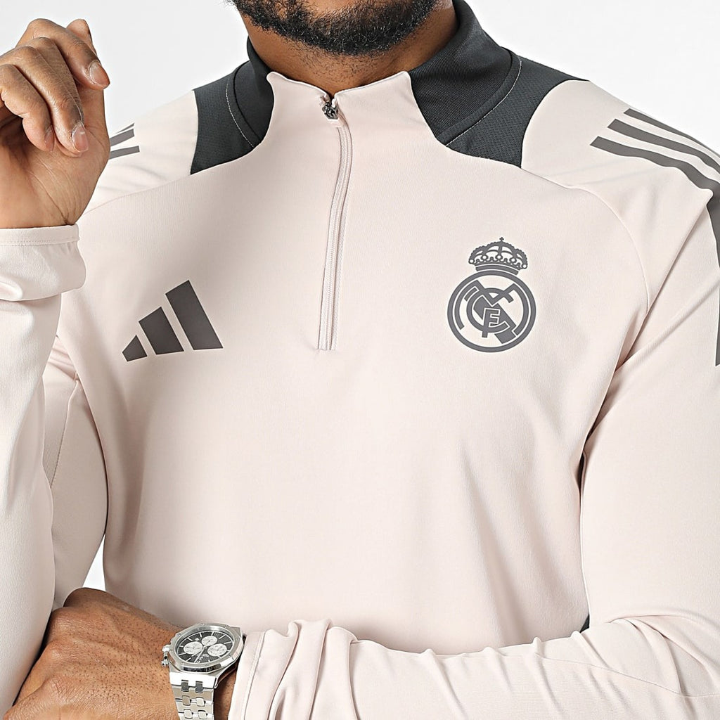 Tee Shirt Manches Longues A Bandes Real Madrid IT5133 Beige Gris - IT5133