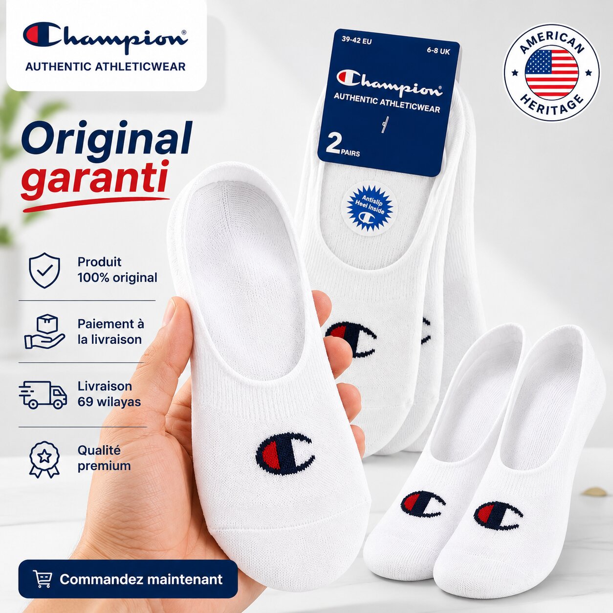 Champion 2-Pack Footie Socks - U24561-WW001