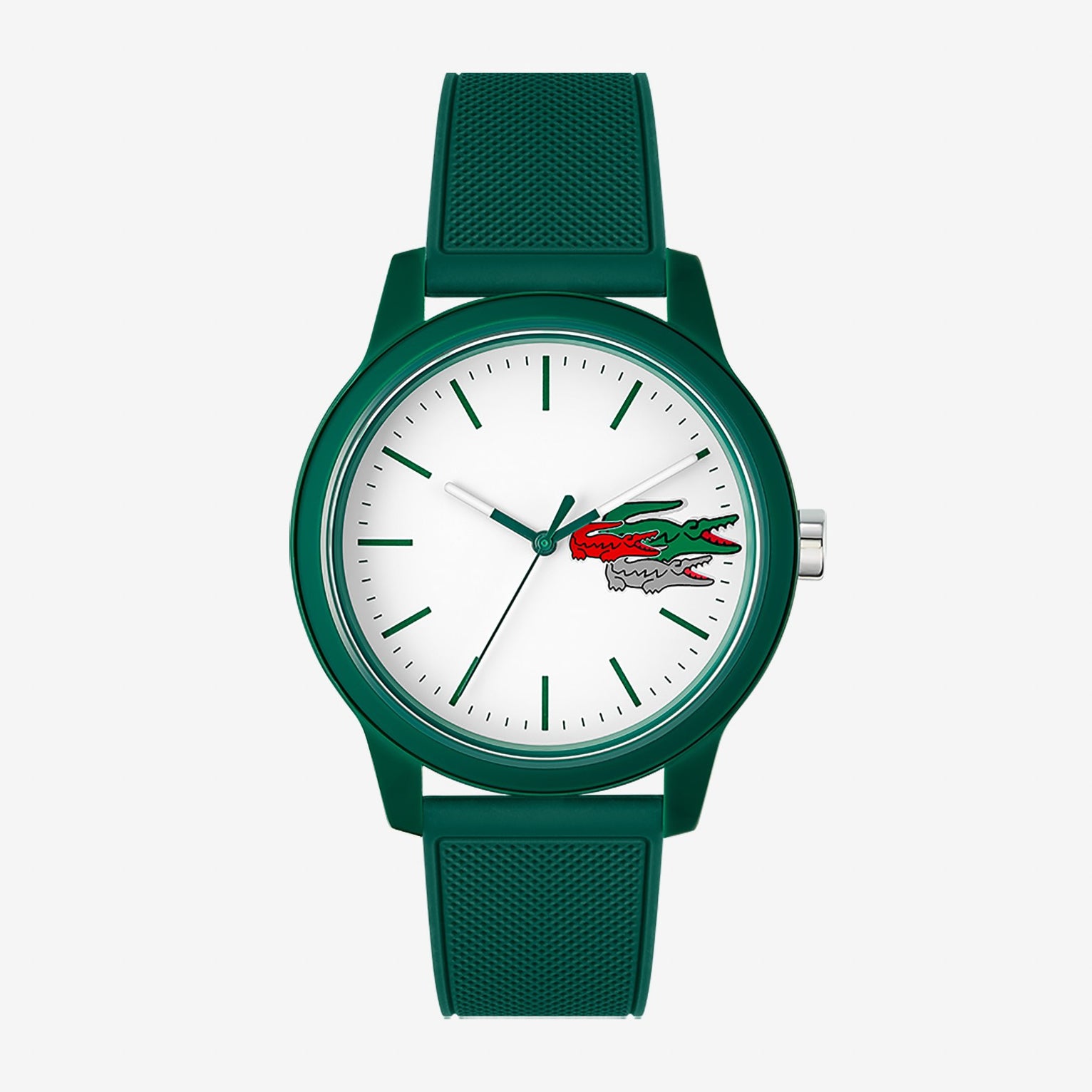 Montre Lacoste.12.12 Holiday à 3 aiguilles - Modèle blanc avec bracelet vert en silicone - 2011135