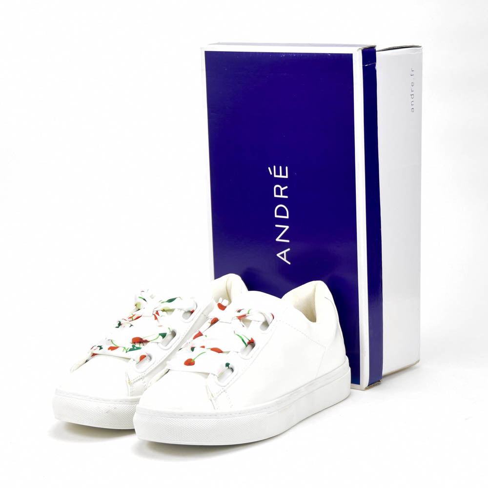 ANDRÉ BASKETS FEMME SOLANGE CUIR BLANC - 52149373401