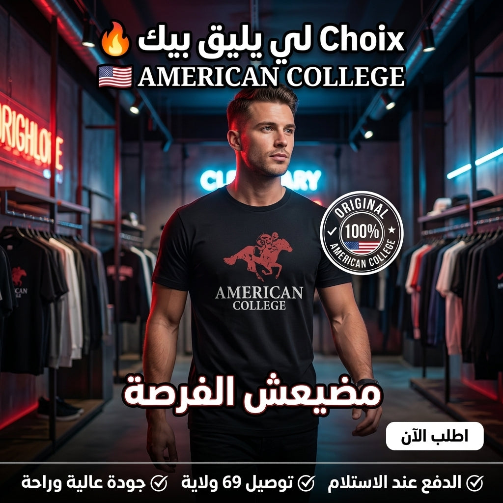 American College t-shirt pour Homme - TS260103-BLAK/BORD