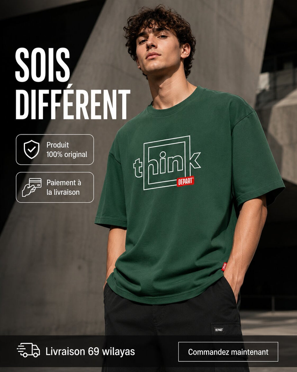 Départ Homme T-shirt Oversize Vert