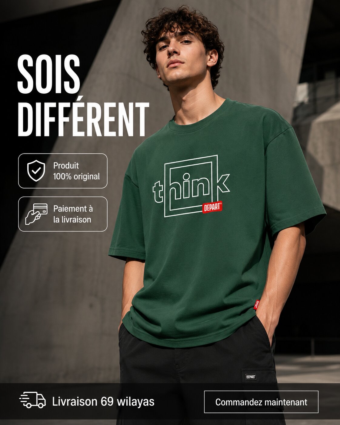 Départ Homme T-shirt Oversize Vert