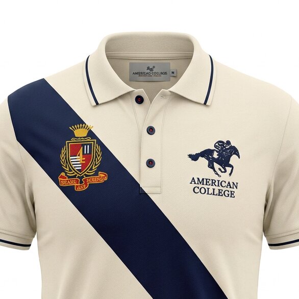 American College Polo pour Homme - PL250308C-BEIGE