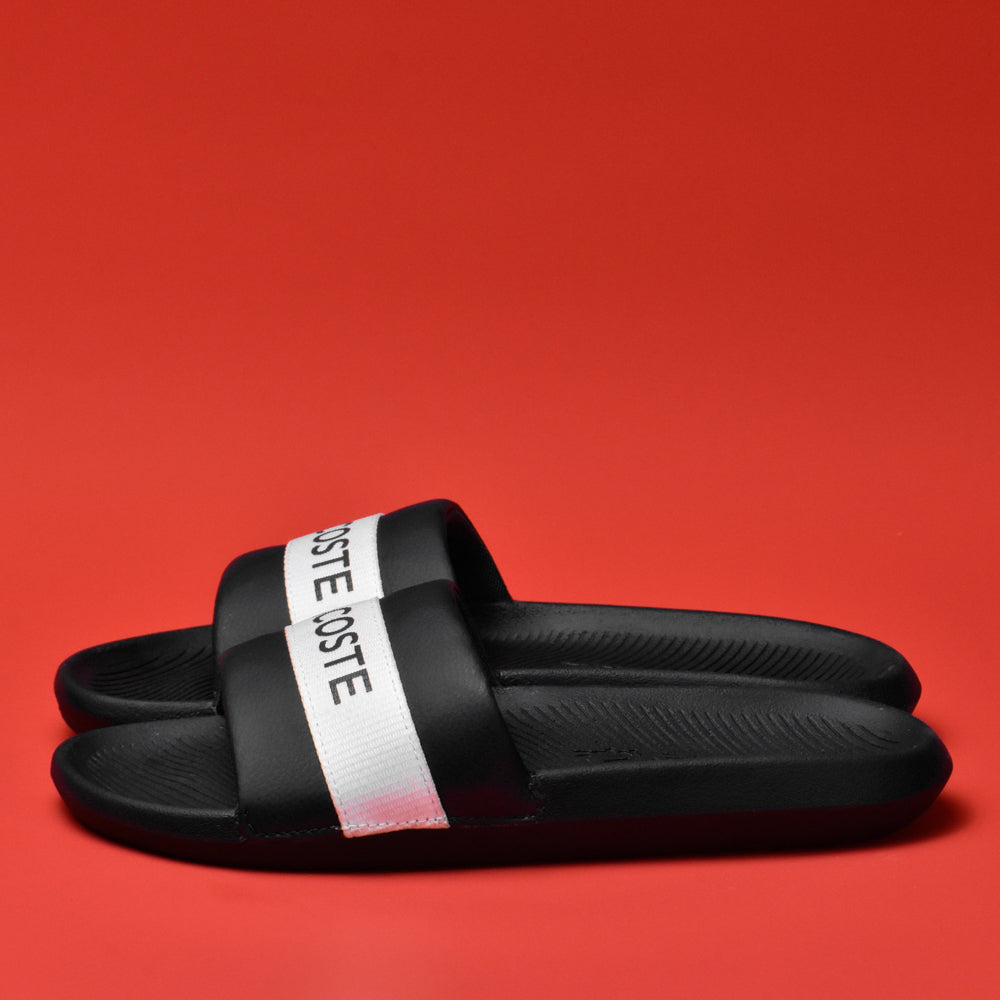 CROCO SLIDE 0721 1 CFA BLK/WHT LACOSTE - 41CFA0011-312