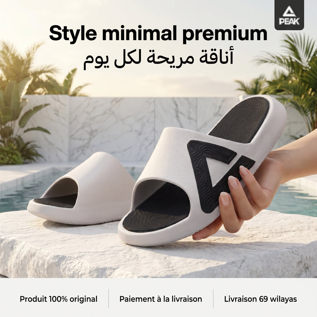 PEAK MEN TAICHI SLIPPERS LT GREY BLACK - ET59095L-Y210