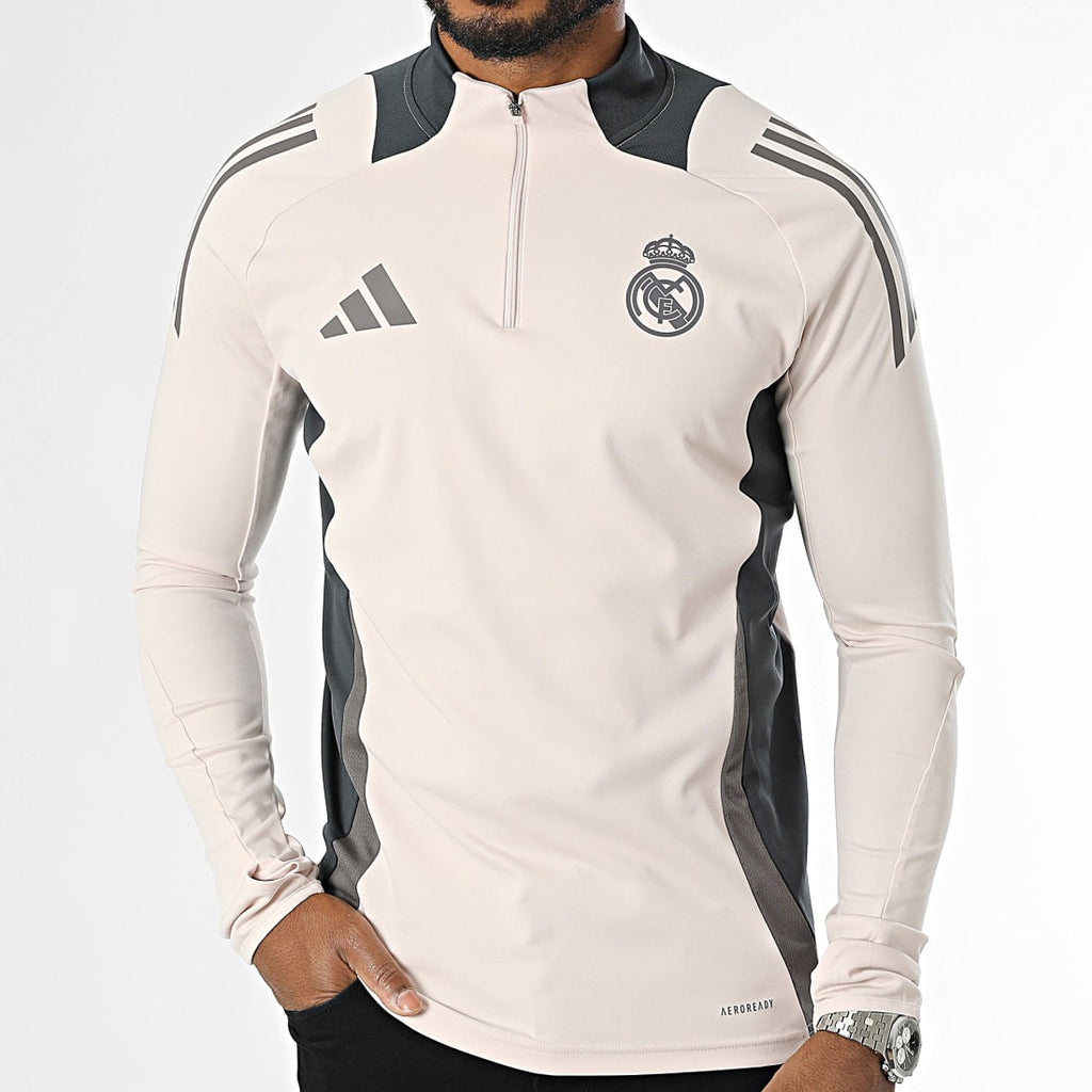 Tee Shirt Manches Longues A Bandes Real Madrid IT5133 Beige Gris - IT5133