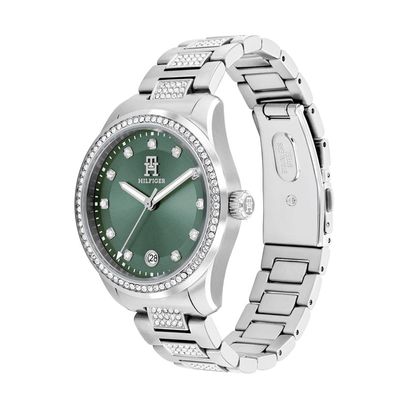 Tommy Hilfiger Green Dial Crystal-Embellished - 1782759