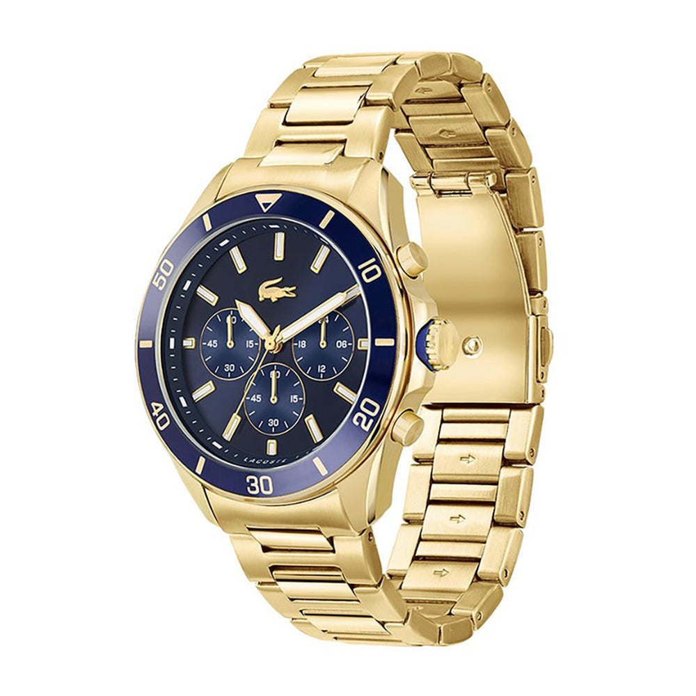 MONTRE lacoste Tiebreaker Chrono Watch - Blue With Gold Plated Bracelet - 2011151