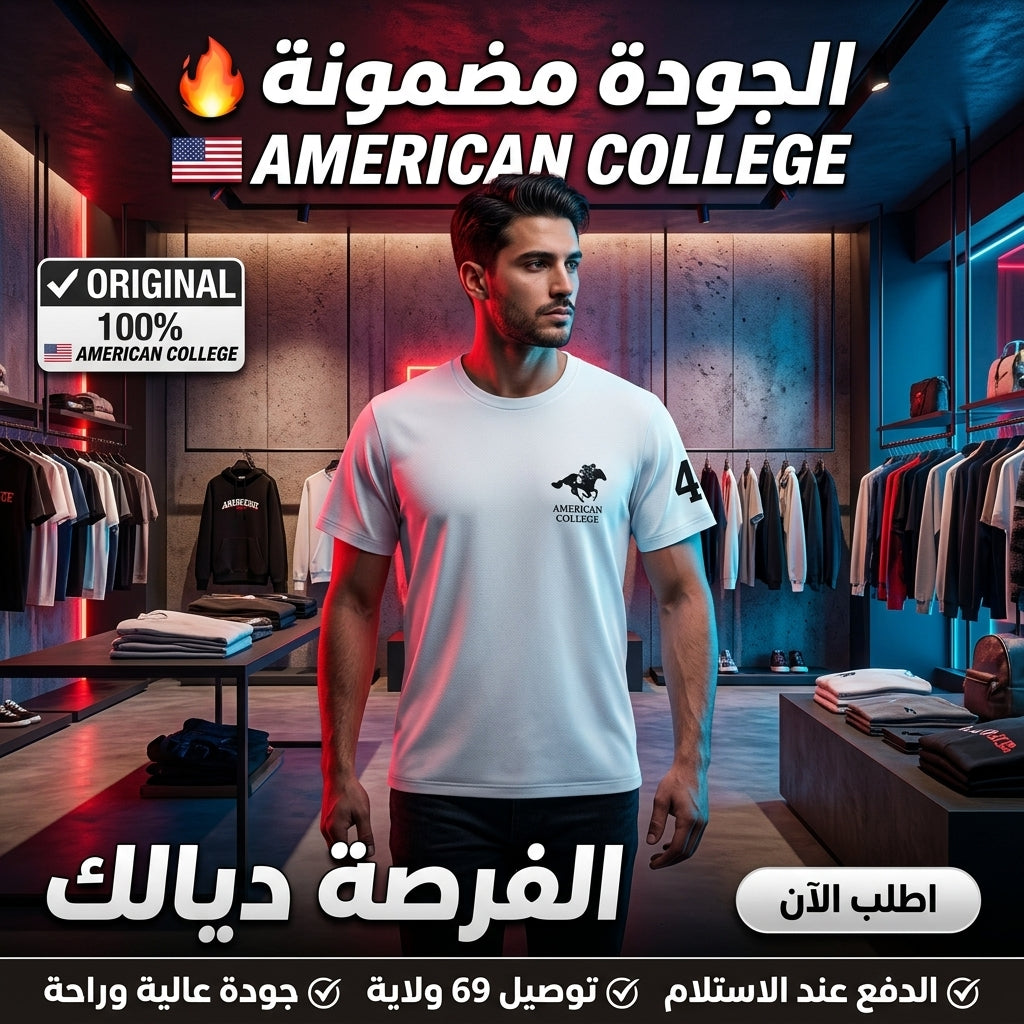 American College t-shirt pour Homme - TS260104-WHITE