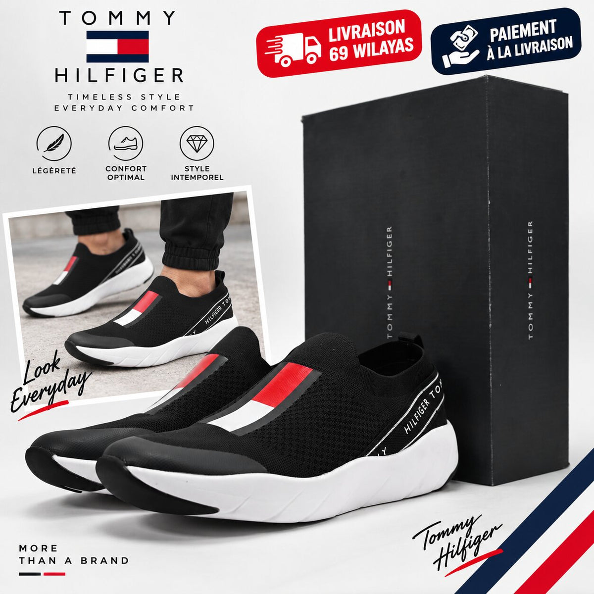 Tommy Hilfiger Low Cut Slip-On Sneakers - T3A4-30418-0702800-BLACK