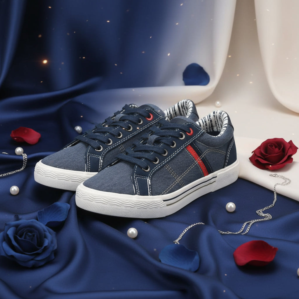 ANDRÉ BASKETS JUNIOR ALAN DENIM BLEU - 55315485667