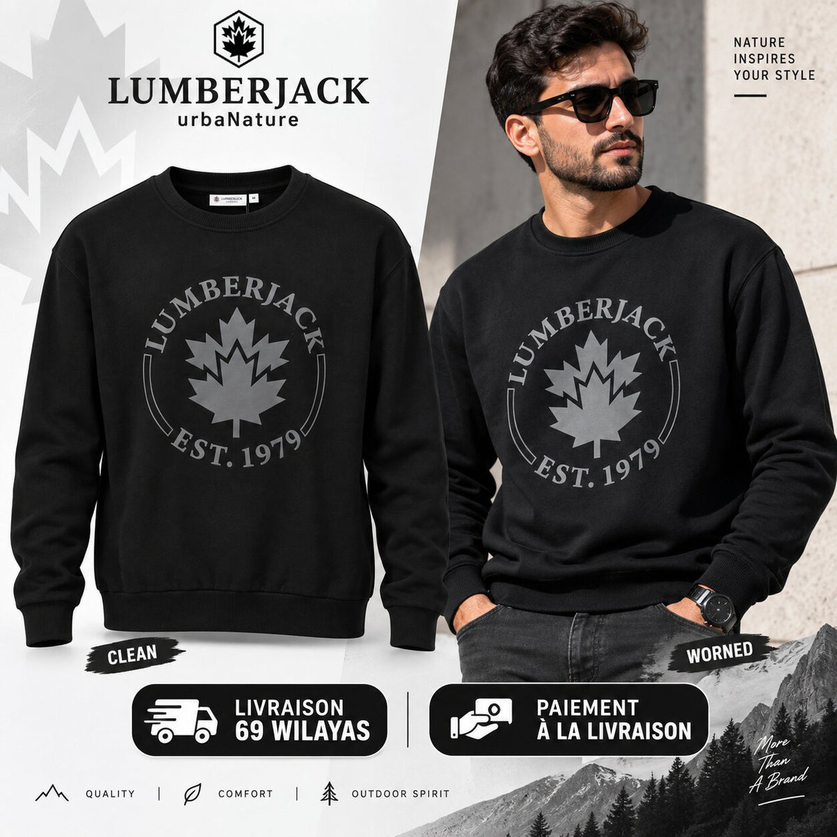 LUMBERJACK SWEAT SHIRT - LBJ-00602-BLK