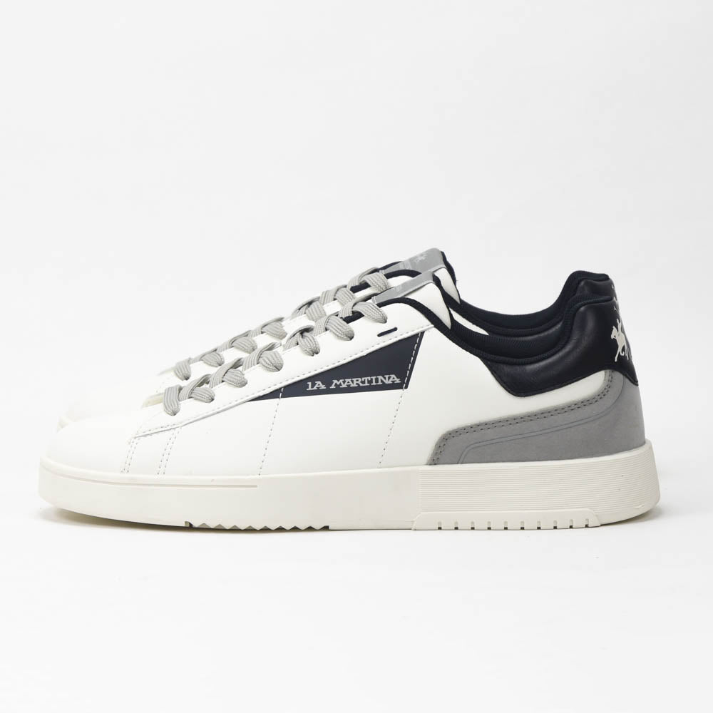 La Martina Cup Leather Sneakers White Blue - LFM252-001-A00-A2