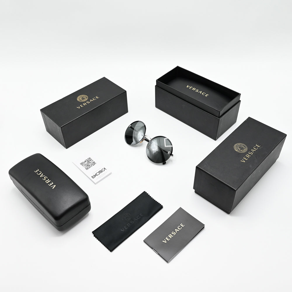 Versace Round Metal Sunglasses VE2176 - VE2176 1000/6G