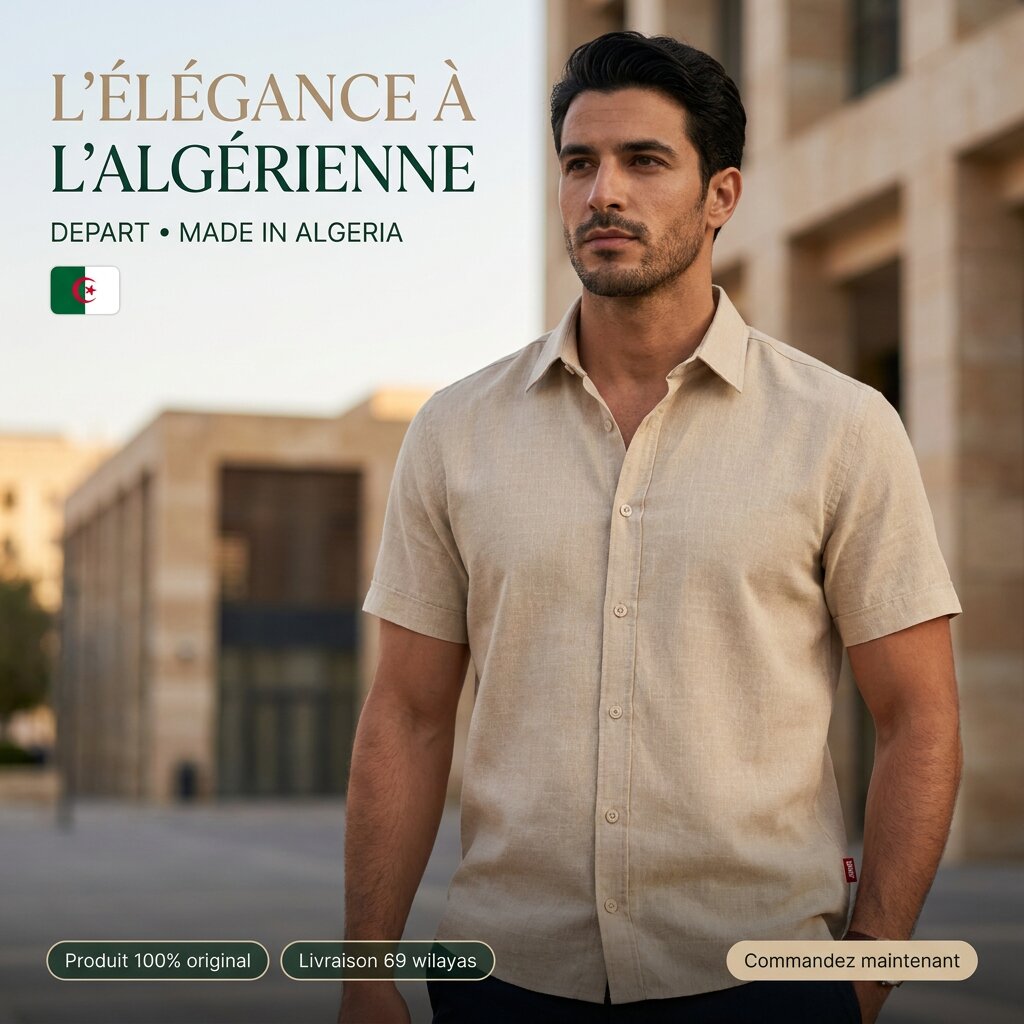 Départ Homme Chemise en Lin Beige - MZ139-G21-000740