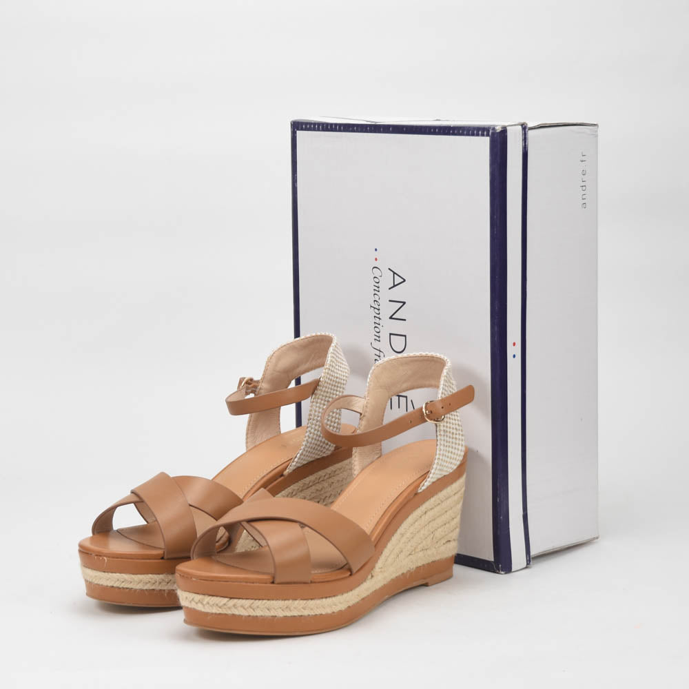 ANDRÉ SANDALES FEMME SAND CUIR MARRON BEIGE - 52357609402