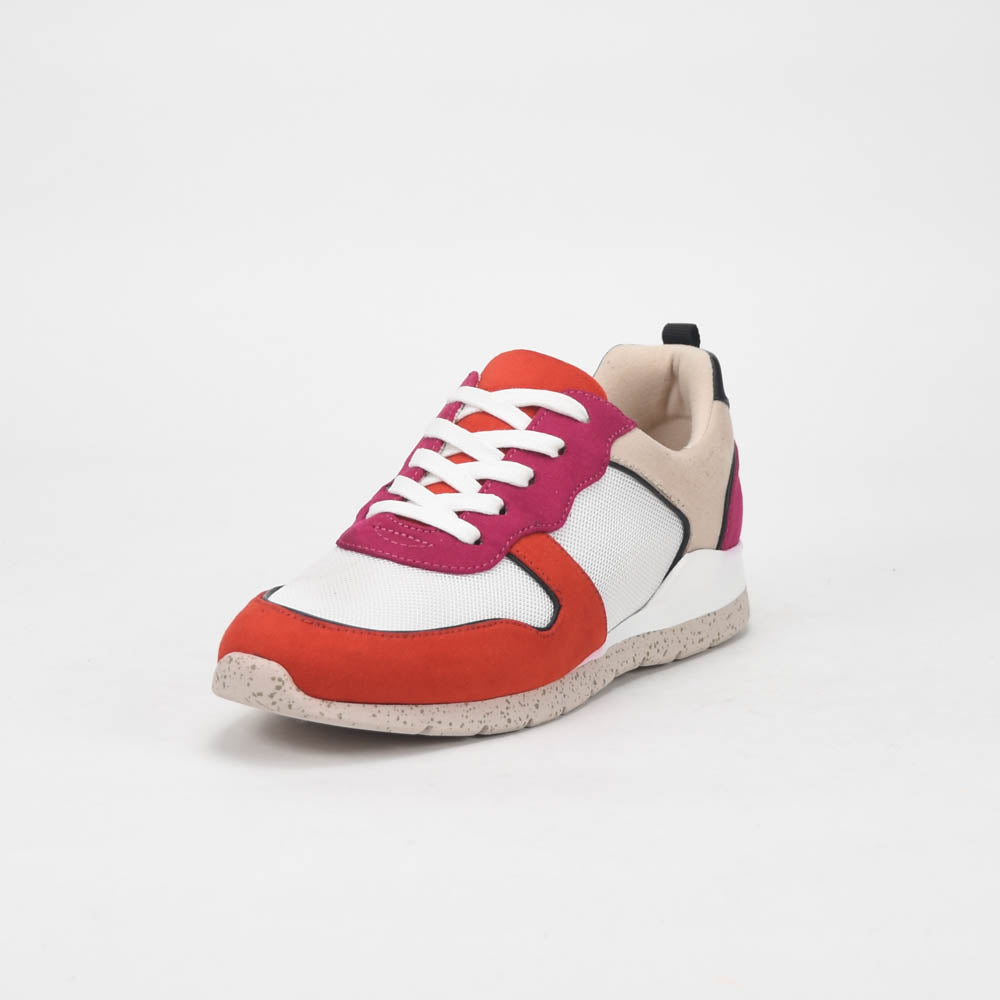 ANDRÉ BASKETS FEMME ADO CUIR ROUGE BEIGE - 52149780412