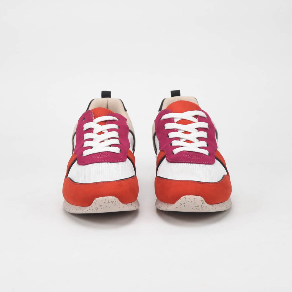 ANDRÉ BASKETS FEMME ADO CUIR ROUGE BEIGE - 52149780412