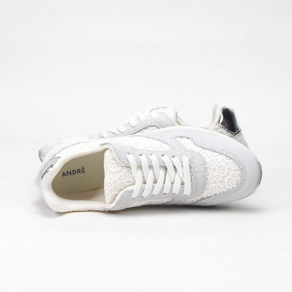 ANDRÉ BASKETS FEMME SONG CUIR BLANC - 52149382404