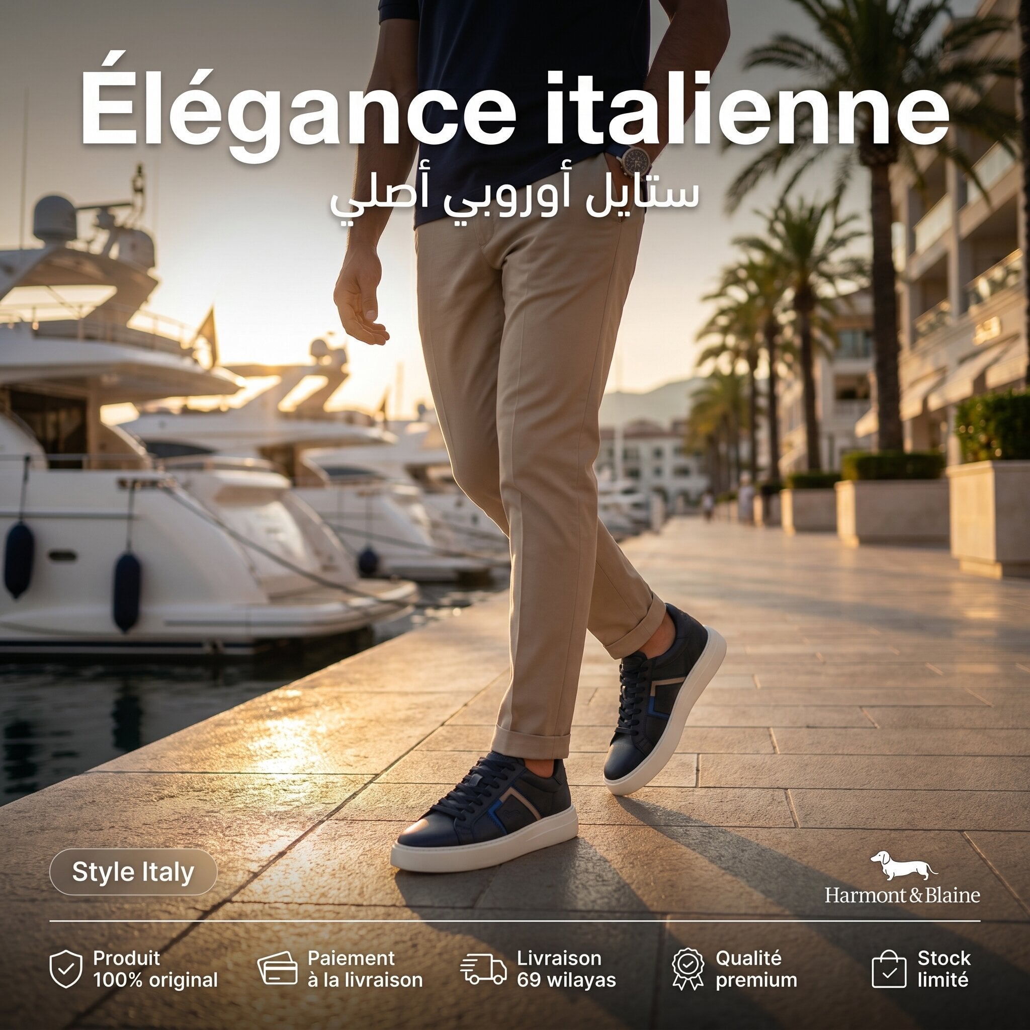 Harmont and Blaine Blue Sneakers Homme - EFM252-022-1B0-12