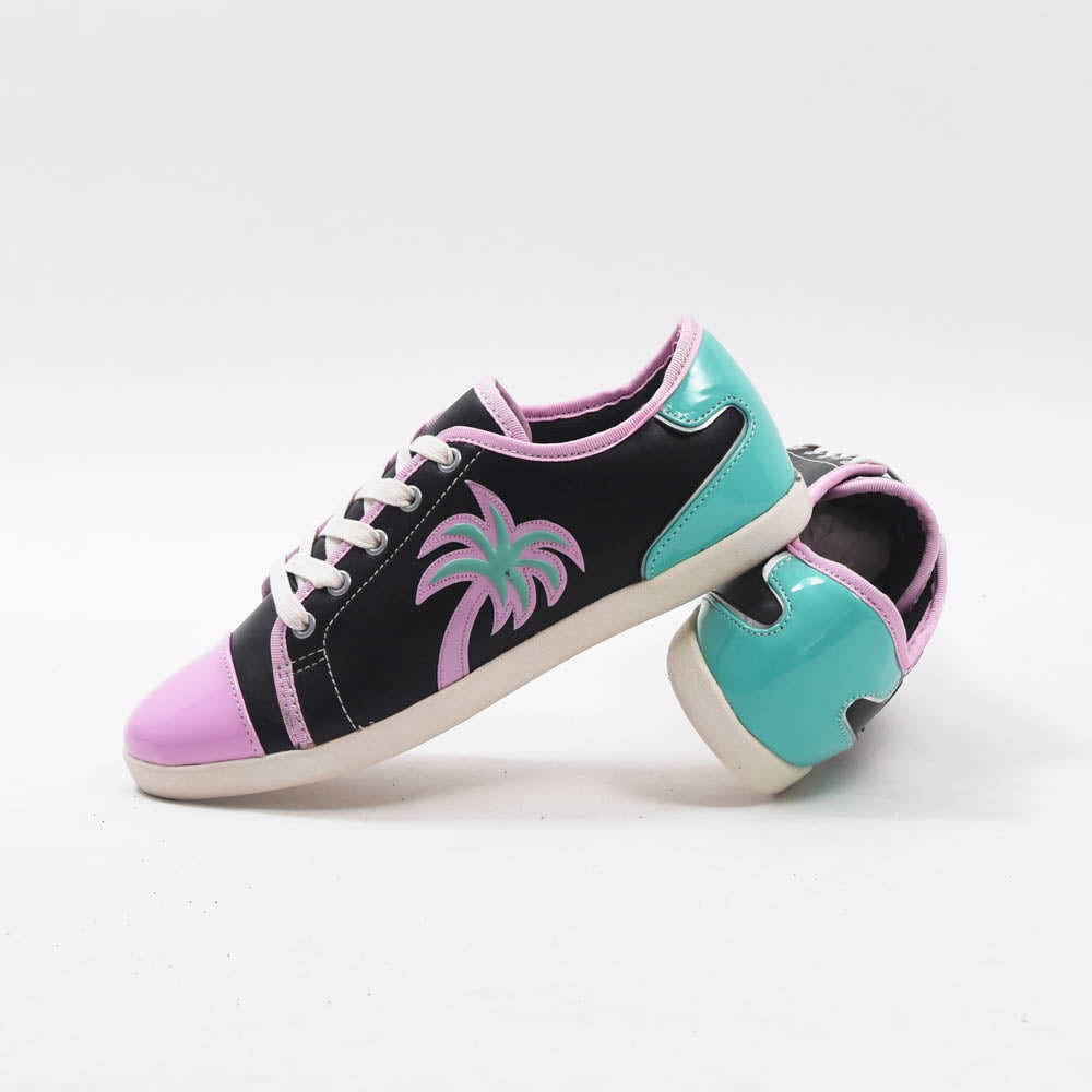 ANDRÉ BASKETS FEMME LIMONADE CUIR NOIR VIOLET - 52149171007