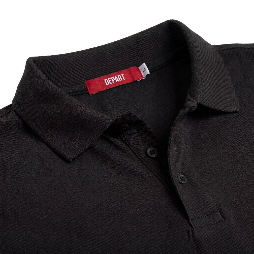 DEPART POLO SHIRT HOMME REGULAR NOIR 100% COTON - G23-001629-BLACK