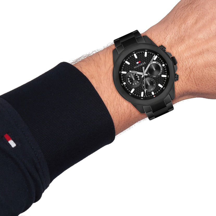 Montre Tommy Hilfiger Lars Black Stainless Steel Geometric Dial - 1710653