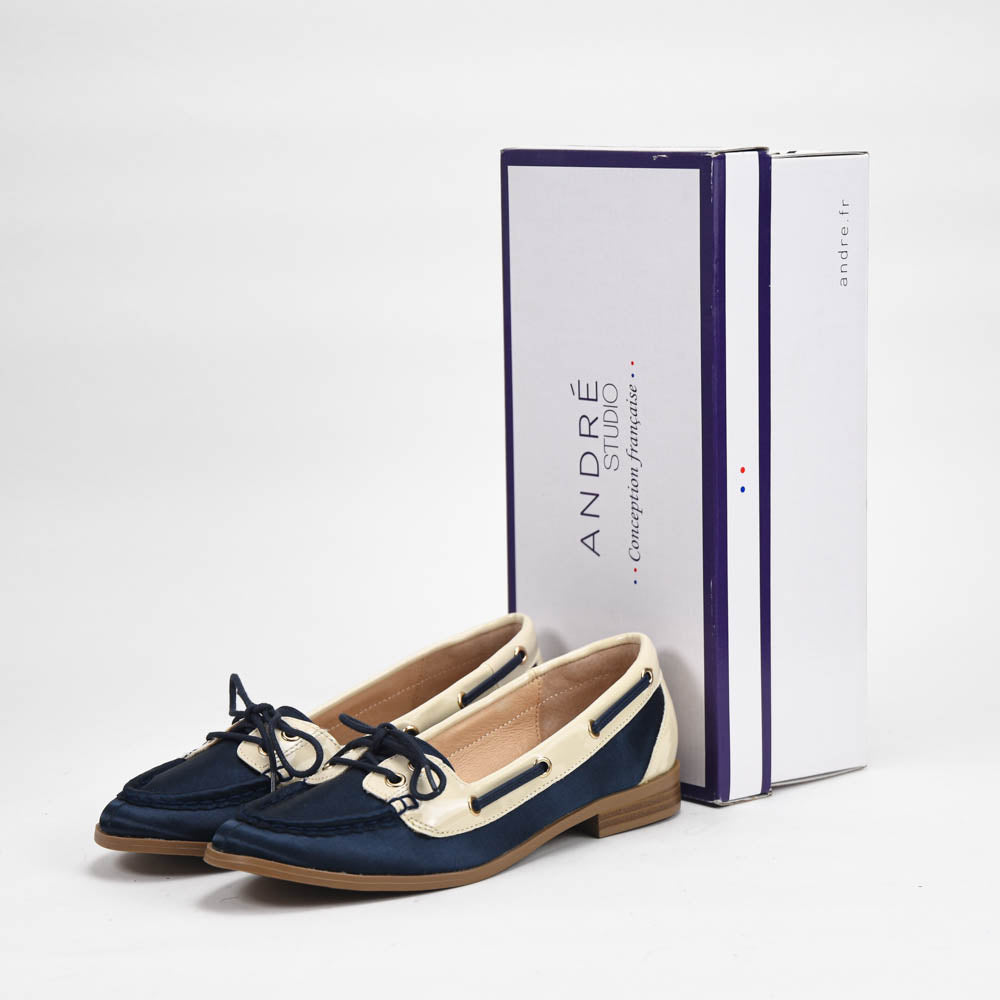 ANDRÉ MOCASSINS FEMME CUIR BLEU BEIGE - 52124482204