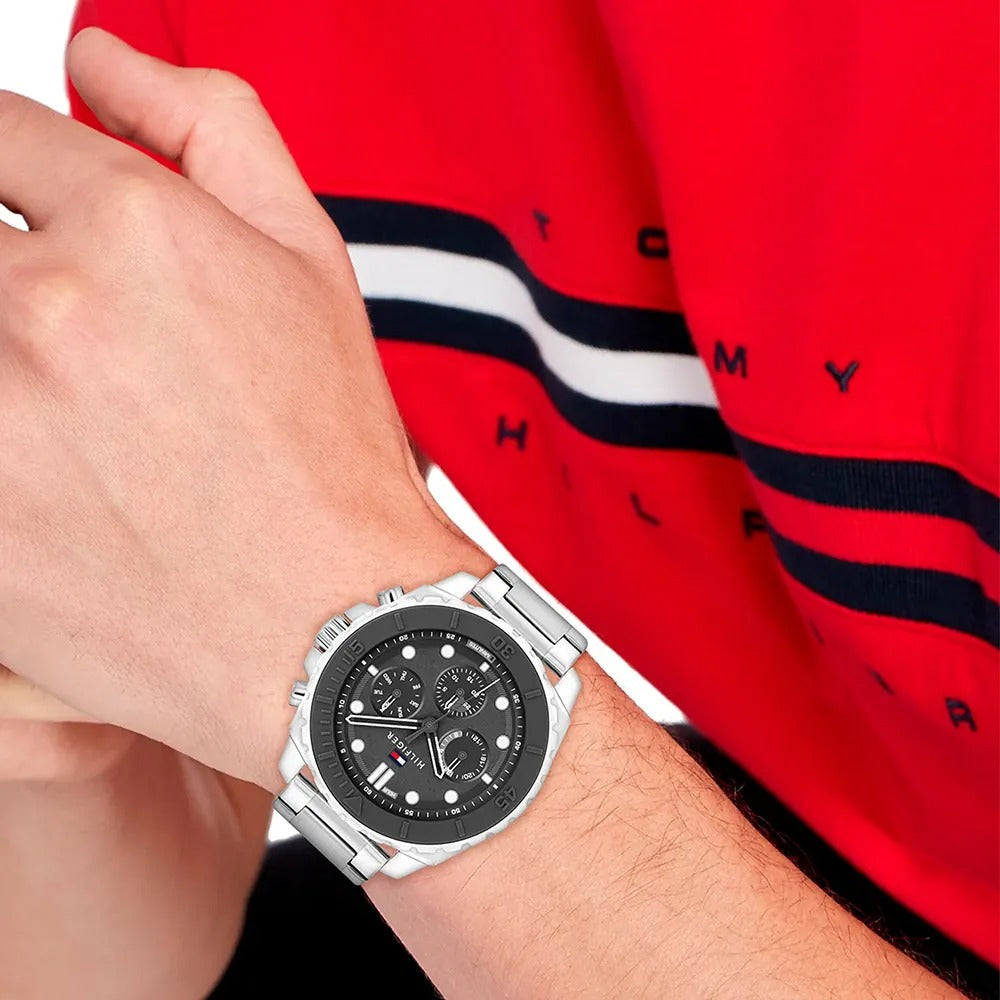 Montre Tommy Hilfiger Morgan Grey Silicone Bezel Chain-Link - 1710689