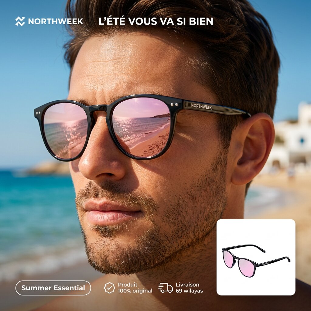 Northweek Wall Shine Black – Rose Gold Polarized Sunglasses - NDW100006