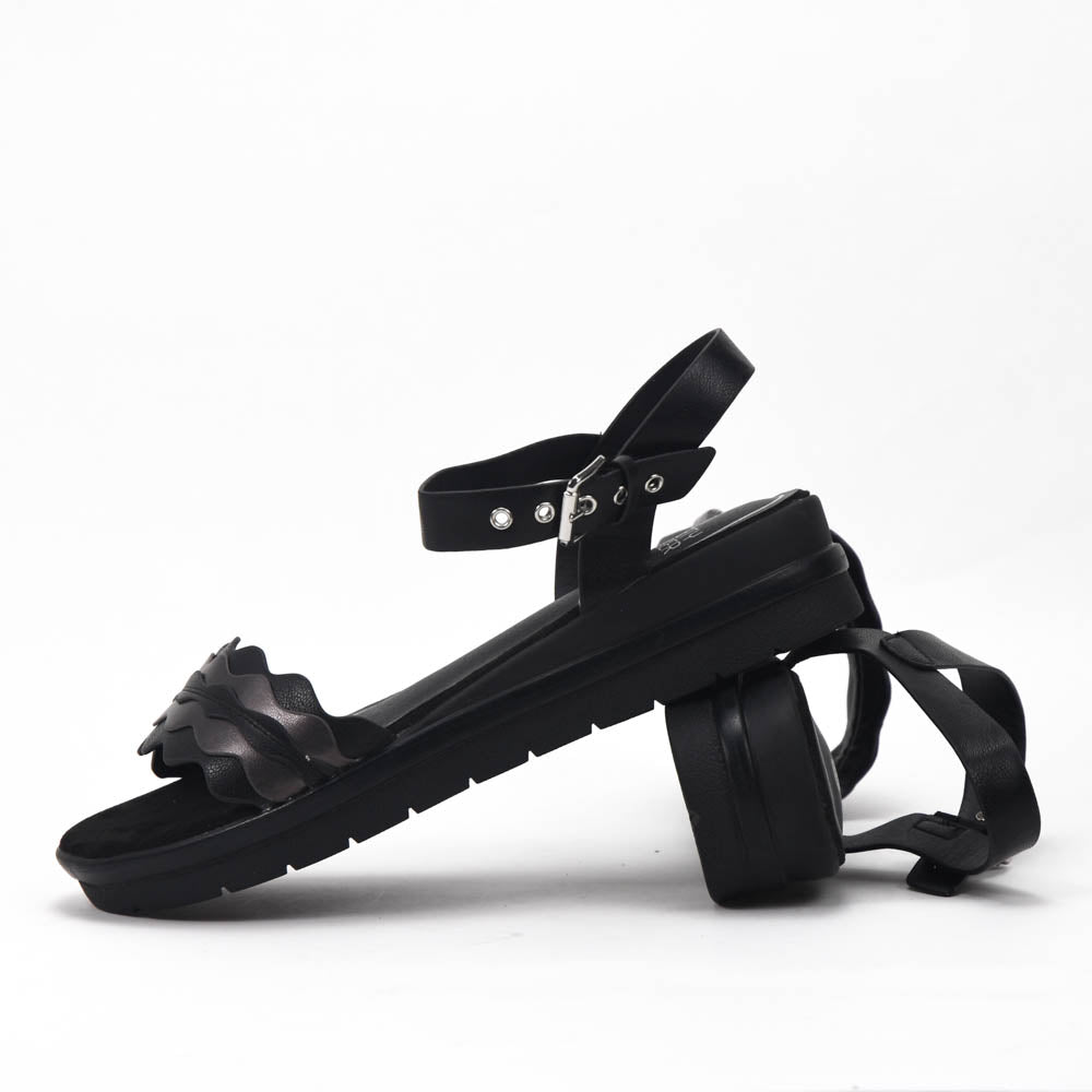 Safety Jogger Sandales Compensées Femme Black Pewter - 592056-BLK-PEW