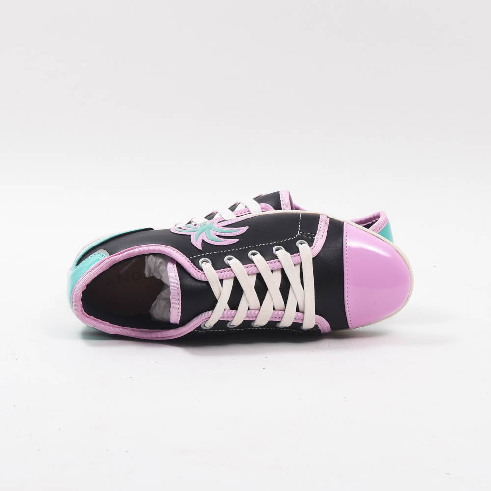 ANDRÉ BASKETS FEMME LIMONADE CUIR NOIR VIOLET - 52149171007