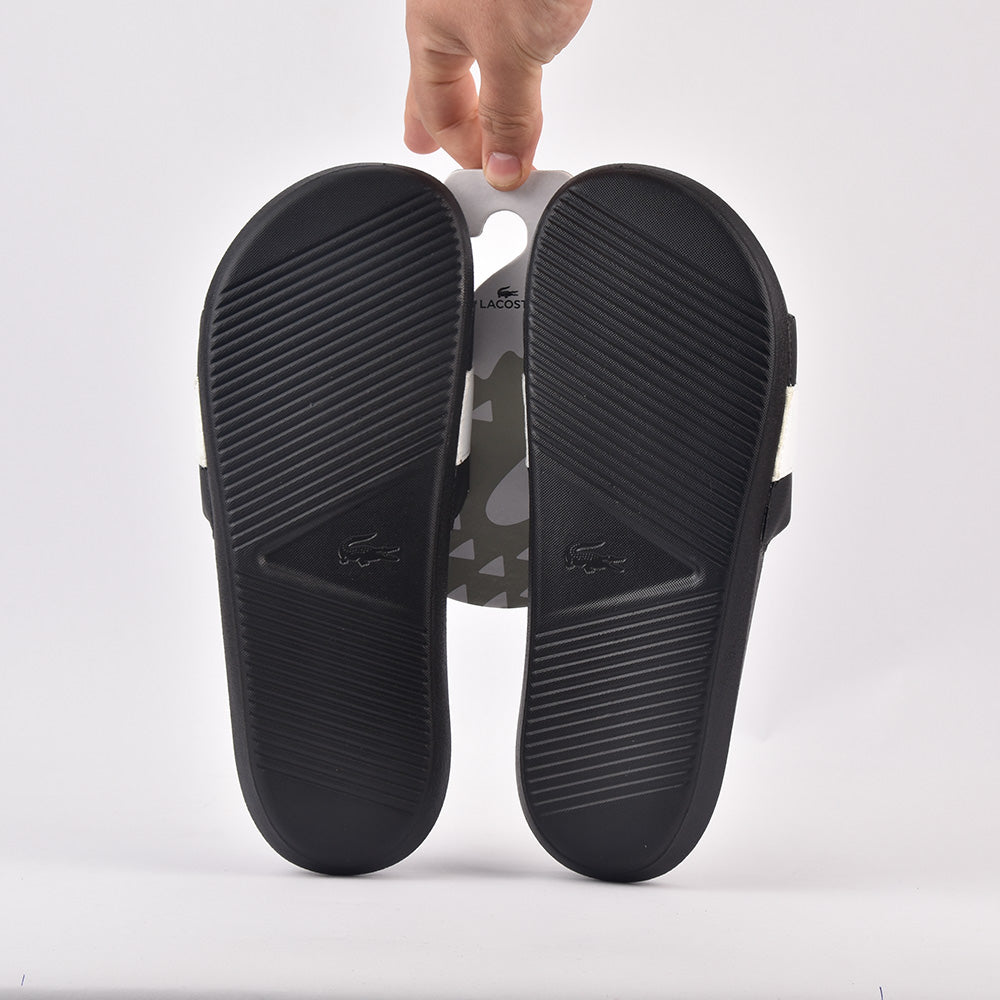 CROCO SLIDE 0721 1 CFA BLK/WHT LACOSTE - 41CFA0011-312