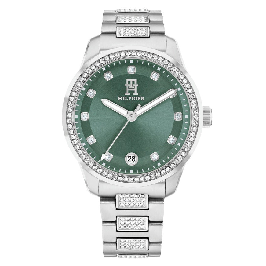 Tommy Hilfiger Green Dial Crystal-Embellished - 1782759