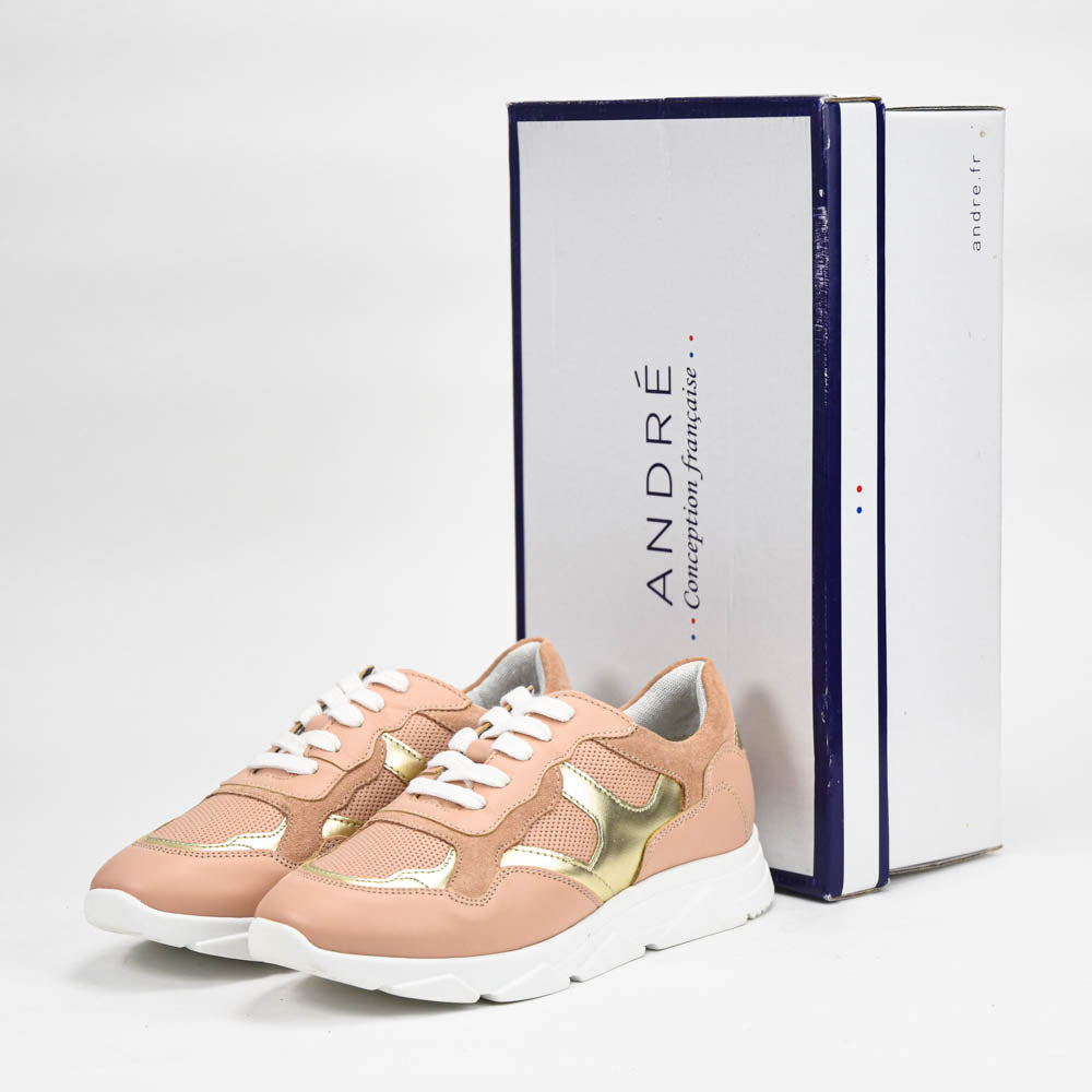 ANDRÉ BASKETS FEMME CUIR ROSE - 52149903600